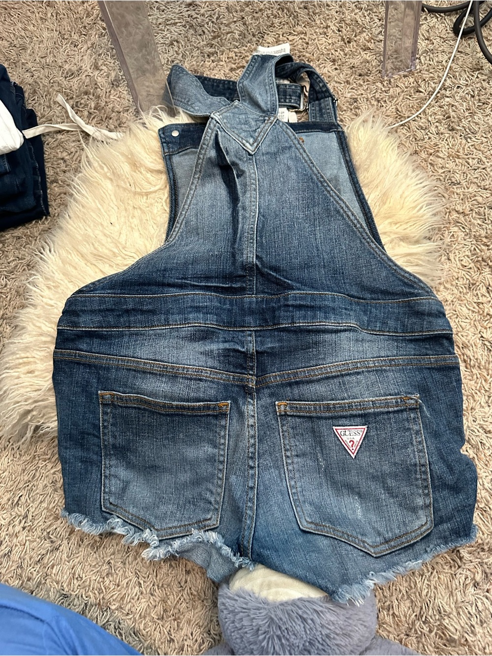 Guess Denim Short Overalls in Blue